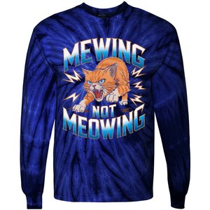 Funny Cat Meme Mewing Not Meowing Looksmax Cat Trend Tie-Dye Long Sleeve Shirt