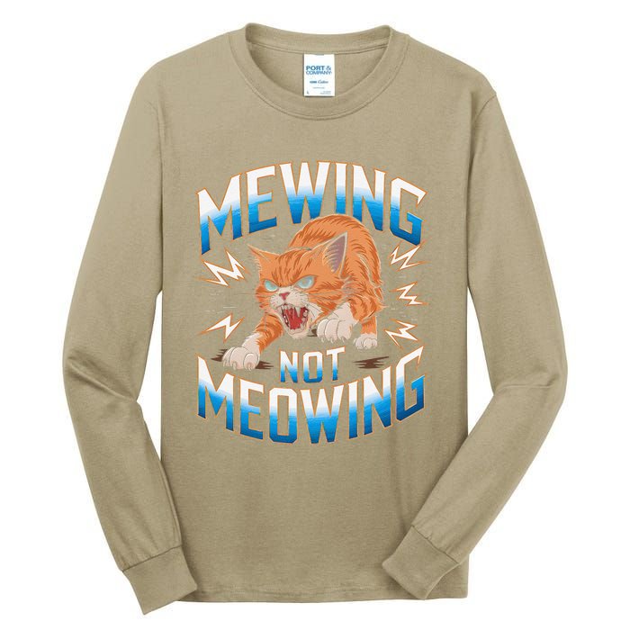 Funny Cat Meme Mewing Not Meowing Looksmax Cat Trend Tall Long Sleeve T-Shirt