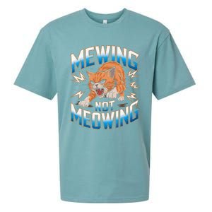 Funny Cat Meme Mewing Not Meowing Looksmax Cat Trend Sueded Cloud Jersey T-Shirt