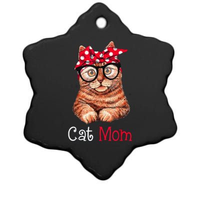 Funny Cat Mom Cat Lovers Mothers Day Ceramic Star Ornament