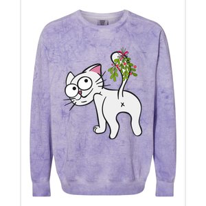 Funnychristmas Cat Mybuttmistletoe Meaningful Gift Colorblast Crewneck Sweatshirt