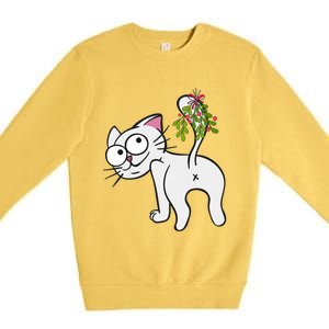 Funnychristmas Cat Mybuttmistletoe Meaningful Gift Premium Crewneck Sweatshirt