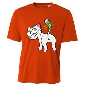 Funnychristmas Cat Mybuttmistletoe Meaningful Gift Cooling Performance Crew T-Shirt