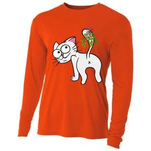 Funnychristmas Cat Mybuttmistletoe Meaningful Gift Cooling Performance Long Sleeve Crew