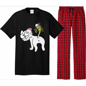 Funnychristmas Cat Mybuttmistletoe Meaningful Gift Pajama Set