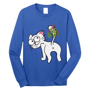 Funnychristmas Cat Mybuttmistletoe Meaningful Gift Long Sleeve Shirt