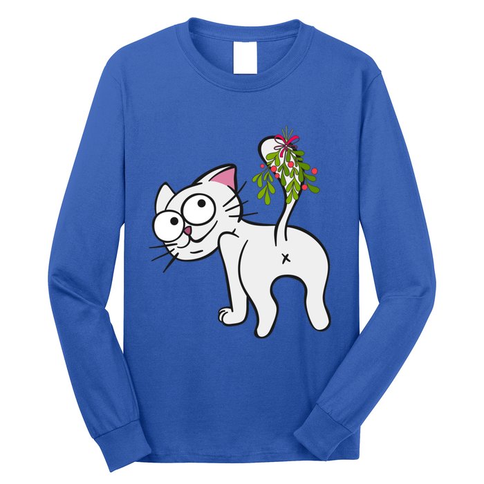 Funnychristmas Cat Mybuttmistletoe Meaningful Gift Long Sleeve Shirt