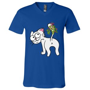 Funnychristmas Cat Mybuttmistletoe Meaningful Gift V-Neck T-Shirt