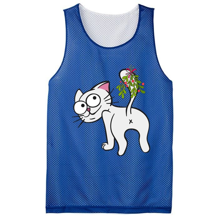 Funnychristmas Cat Mybuttmistletoe Meaningful Gift Mesh Reversible Basketball Jersey Tank