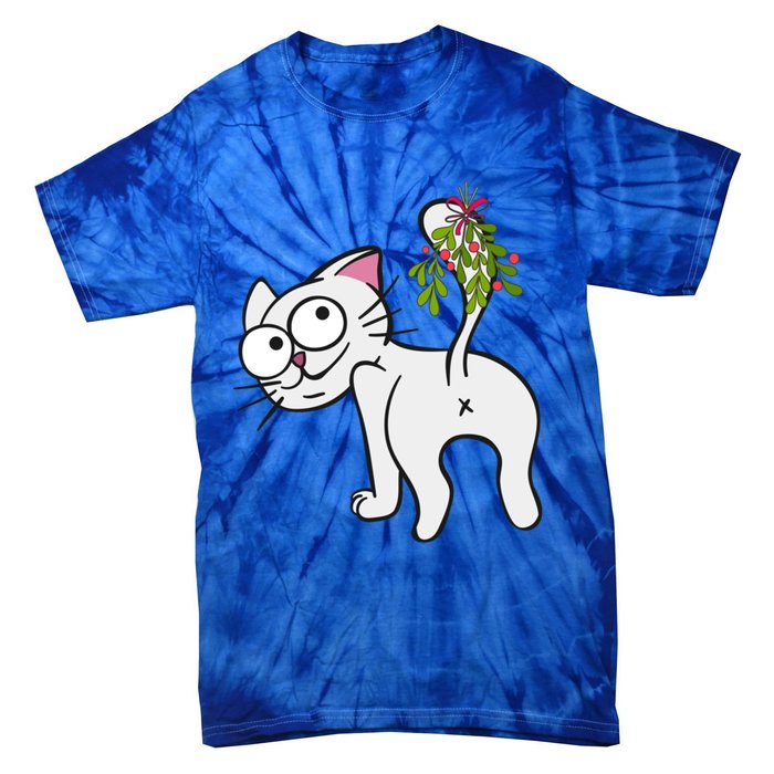 Funnychristmas Cat Mybuttmistletoe Meaningful Gift Tie-Dye T-Shirt