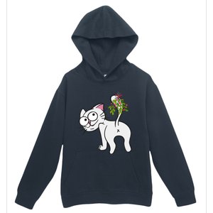 Funnychristmas Cat Mybuttmistletoe Meaningful Gift Urban Pullover Hoodie