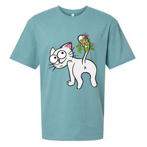 Funnychristmas Cat Mybuttmistletoe Meaningful Gift Sueded Cloud Jersey T-Shirt