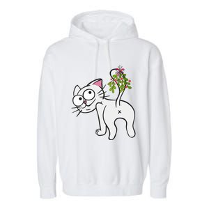 Funnychristmas Cat Mybuttmistletoe Meaningful Gift Garment-Dyed Fleece Hoodie