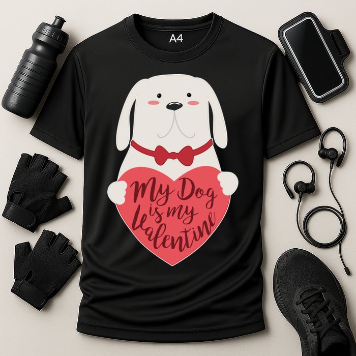 Funny Cute My Dog Is My Valentine Cooling Performance Crew T-Shirt