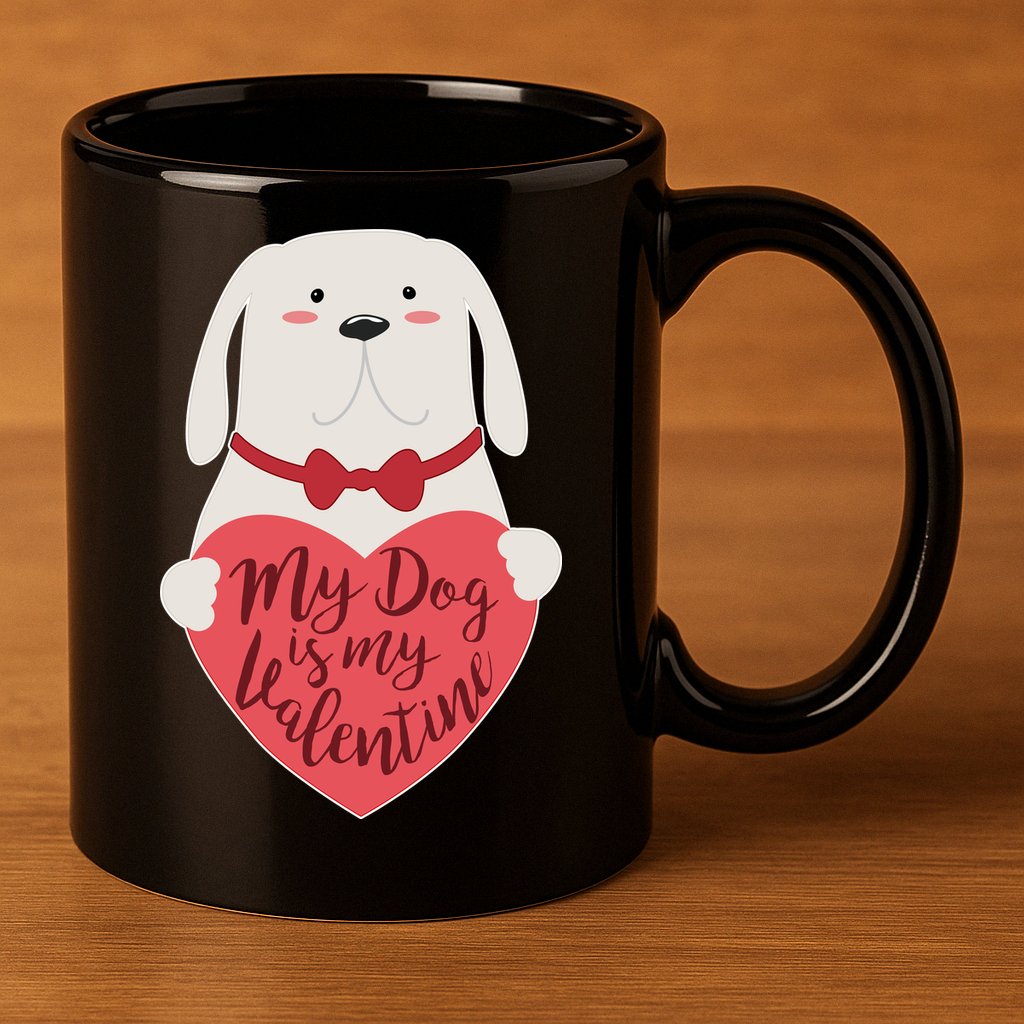 Funny Cute My Dog Is My Valentine 11oz C Handle Ceramic Mug