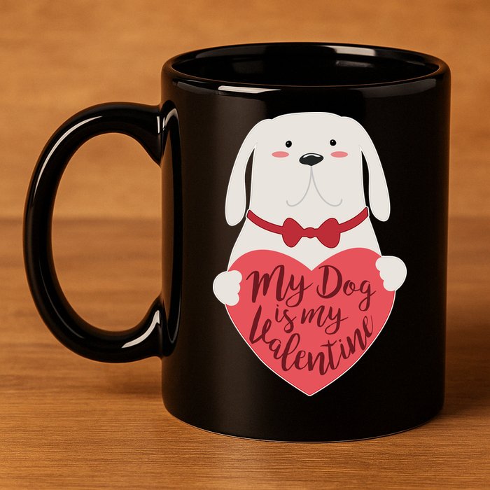 Funny Cute My Dog Is My Valentine 11oz C Handle Ceramic Mug