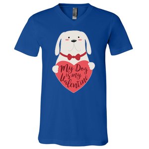 Funny Cute My Dog Is My Valentine V-Neck T-Shirt