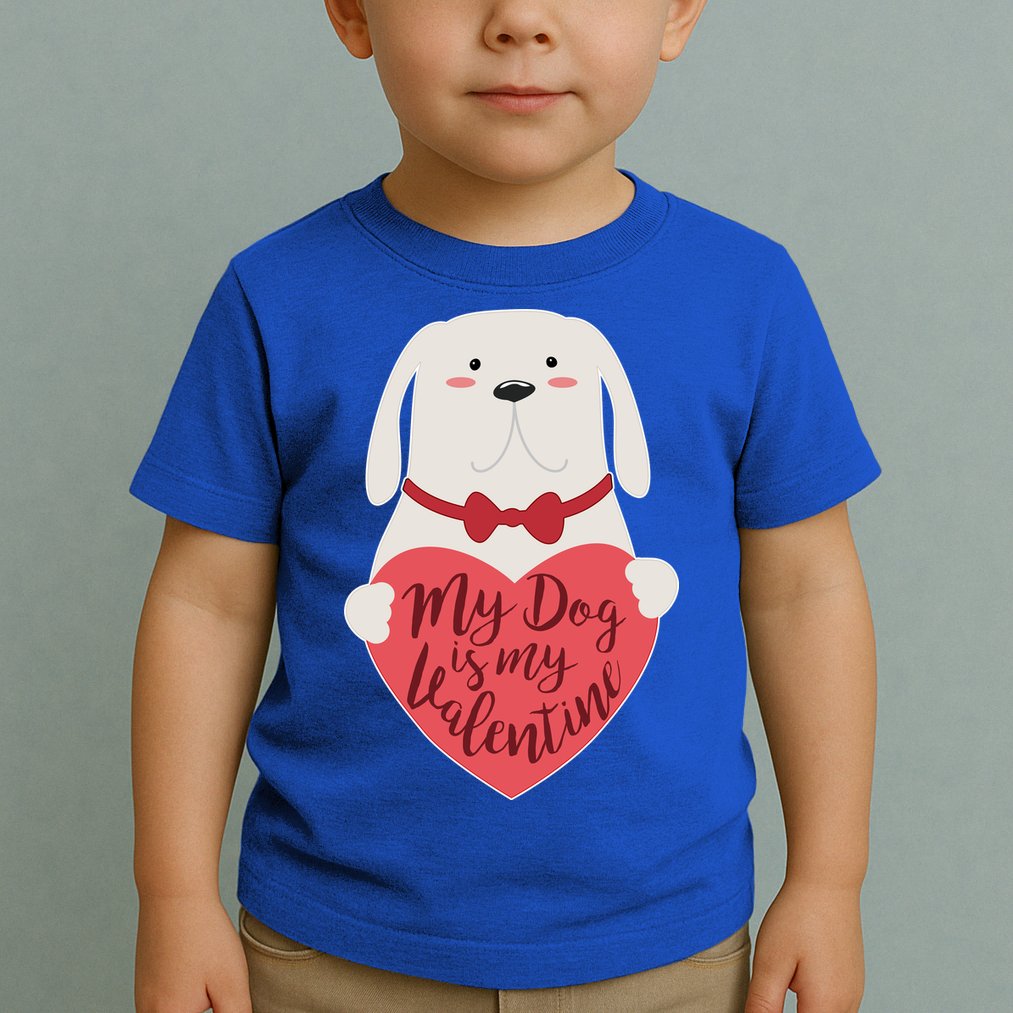 Funny Cute My Dog Is My Valentine Toddler T-Shirt