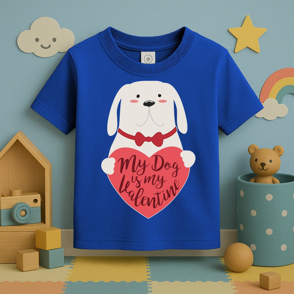 Funny Cute My Dog Is My Valentine Toddler T-Shirt