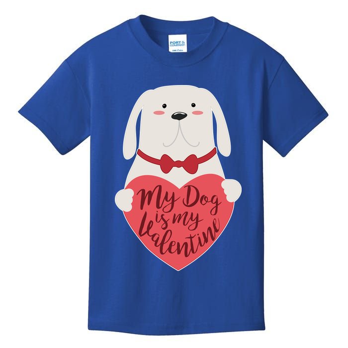 Funny Cute My Dog Is My Valentine Kids T-Shirt