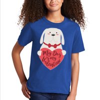 Funny Cute My Dog Is My Valentine Kids T-Shirt