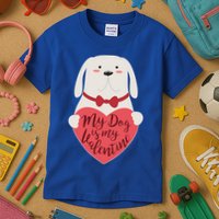 Funny Cute My Dog Is My Valentine Kids T-Shirt