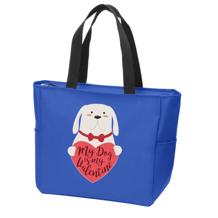 Funny Cute My Dog Is My Valentine Zip Tote Bag