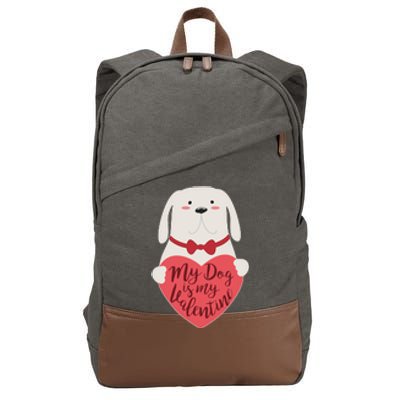 Funny Cute My Dog Is My Valentine Cotton Canvas Backpack