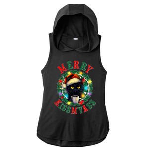 Funny Christmas Merry Kissmyass Moody Cat Coffee Ladies PosiCharge Tri-Blend Wicking Draft Hoodie Tank