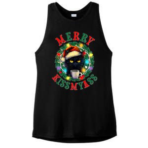 Funny Christmas Merry Kissmyass Moody Cat Coffee Ladies PosiCharge Tri-Blend Wicking Tank