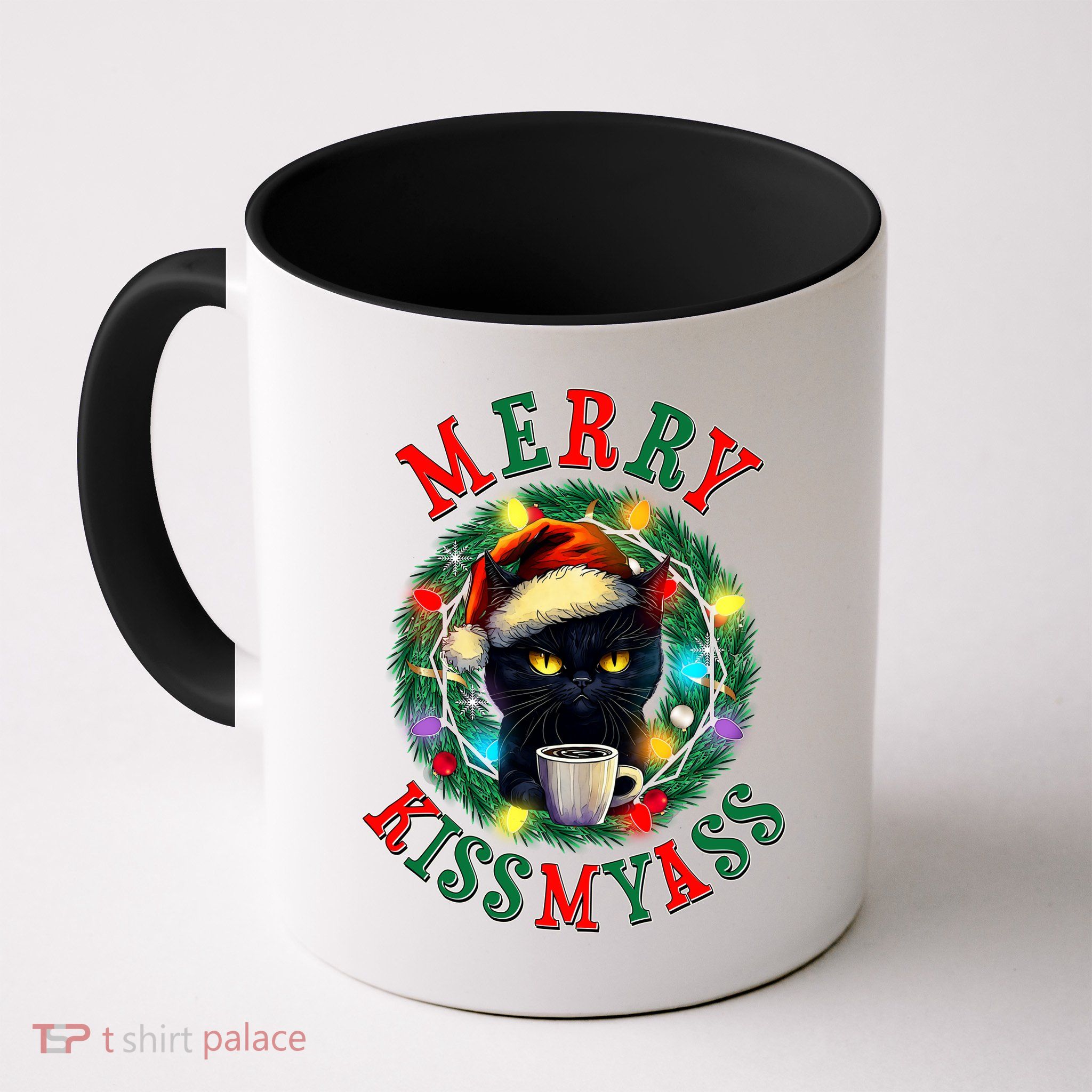 Funny Christmas Merry Kissmyass Moody Cat Coffee Coffee Mug