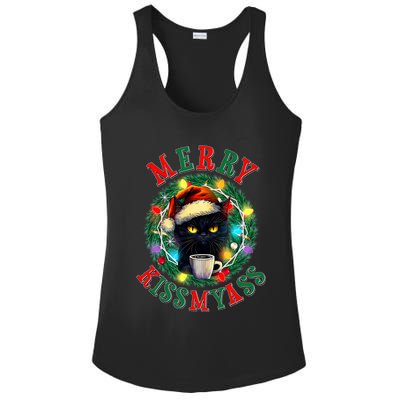 Funny Christmas Merry Kissmyass Moody Cat Coffee Ladies PosiCharge Competitor Racerback Tank