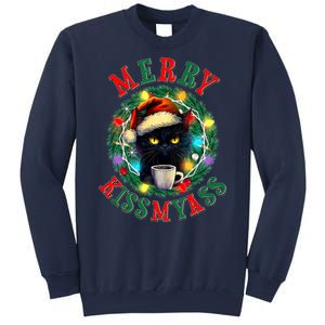 Funny Christmas Merry Kissmyass Moody Cat Coffee Sweatshirt