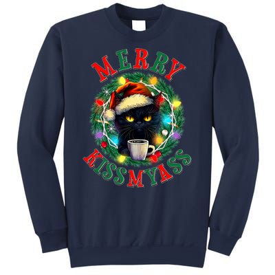 Funny Christmas Merry Kissmyass Moody Cat Coffee Sweatshirt