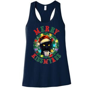 Funny Christmas Merry Kissmyass Moody Cat Coffee Women's Racerback Tank