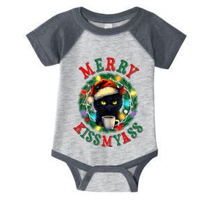 Funny Christmas Merry Kissmyass Moody Cat Coffee Infant Baby Jersey Bodysuit