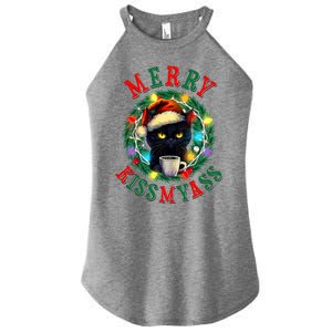 Funny Christmas Merry Kissmyass Moody Cat Coffee Women's Perfect Tri Rocker Tank