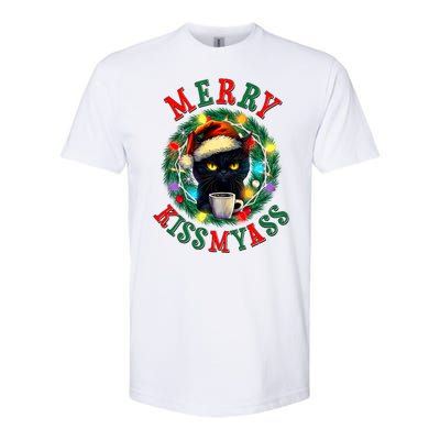 Funny Christmas Merry Kissmyass Moody Cat Coffee Softstyle® CVC T-Shirt