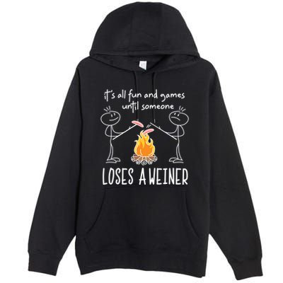 Funny Camping Mountains Outdoor Campfire Gift Premium Pullover Hoodie