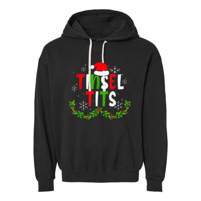 Funny Christmas Matching Couples Jingle Balls Tinsel Tits Garment-Dyed Fleece Hoodie