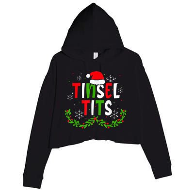 Funny Christmas Matching Couples Jingle Balls Tinsel Tits Crop Fleece Hoodie