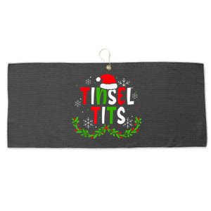 Funny Christmas Matching Couples Jingle Balls Tinsel Tits Large Microfiber Waffle Golf Towel