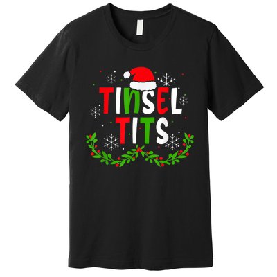 Funny Christmas Matching Couples Jingle Balls Tinsel Tits Premium T-Shirt