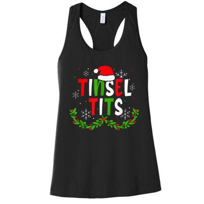 Funny Christmas Matching Couples Jingle Balls Tinsel Tits Women's Racerback Tank