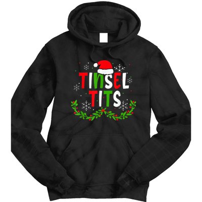 Funny Christmas Matching Couples Jingle Balls Tinsel Tits Tie Dye Hoodie