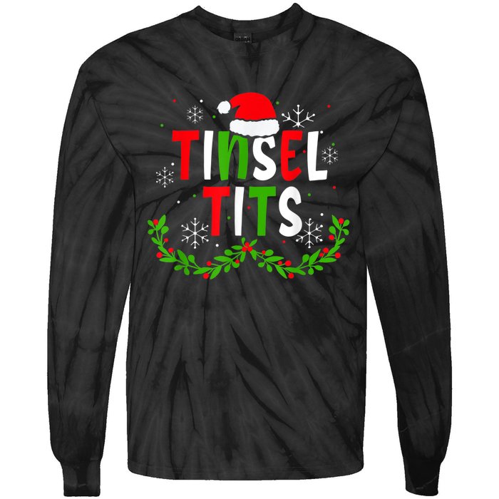 Funny Christmas Matching Couples Jingle Balls Tinsel Tits Tie-Dye Long Sleeve Shirt