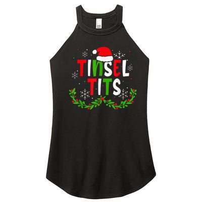 Funny Christmas Matching Couples Jingle Balls Tinsel Tits Women’s Perfect Tri Rocker Tank