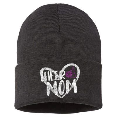 Funny Cheer Mom Heart Cheerleading Cheerleader Sustainable Knit Beanie