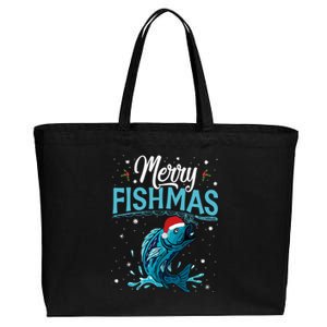 Funny Christmas Merry Fishmas Fishing Xmas Gift Cute Gift Cotton Canvas Jumbo Tote