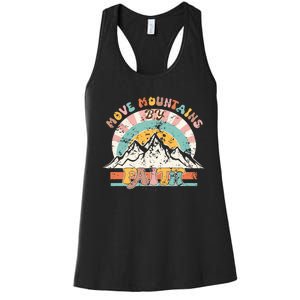 Faith Can Move Mountains Boho Christian Women's Racerback Tank